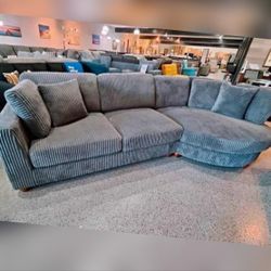 Dark gray corduroy sectional sofa 