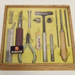 Vintage X-Acto Knife Tool Set 13 Pcs Wood Box