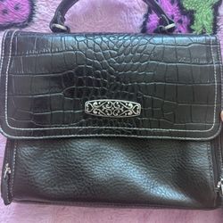 Y2K Faux crocodile skin black/silver handbang 