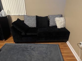 Black Velvet Sofa with Nailhead Trim sectional
