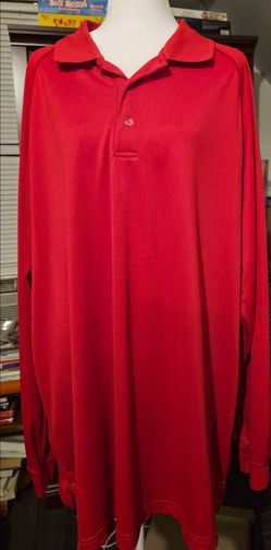 Slazenger Men’s XXL Red Long Sleeve Performance Golf Polo Shirt 100% Polyester