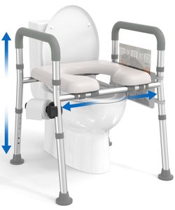 Raised Toilet Seat with Handles, Toilet Seat Riser for Seniors