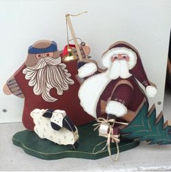 Wood Santa Decor Handmade 16" x 12"