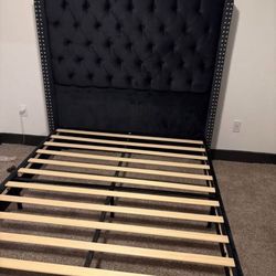 Queen Upholstered Bed Frame & 5” Box Spring Base