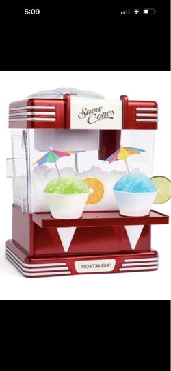 Nostalgia Snow Cone Maker , table top shaved ice machine with 2 Reusable cones and ice cream scoop