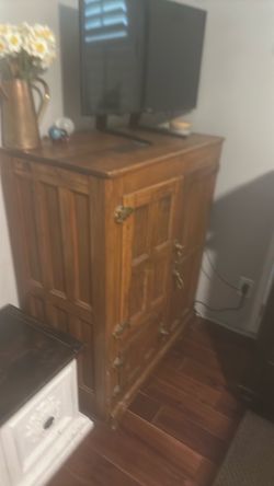 Antique Wooden Ice Box Cabinet
