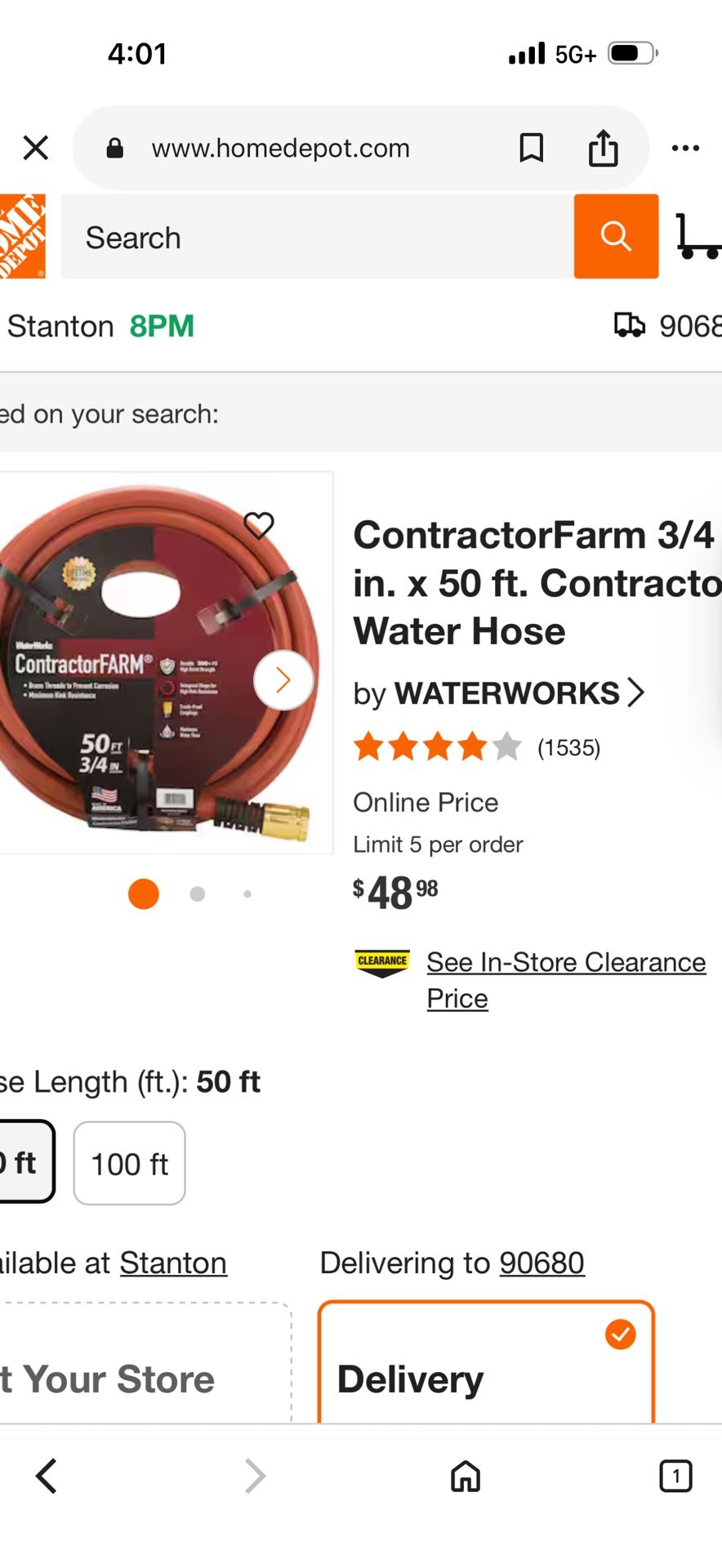 Waterworks ContractorFarm 50ft Water Hose