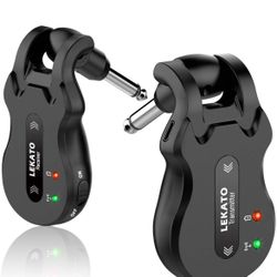 LEKATO Wireless Guitar System 5.8 Wireless Guitar Transmitter Receiver Rechargeable Audio Wireless Transmitter Receiver 4 Channels Transmission Range 