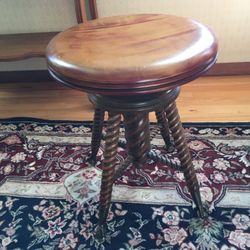 Various Nice Vintage Items - Piano stool, smoking stand, mirror, medicine chest.