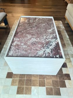 Genuine Rojo Alicante Marble-Top Coffee Table — Hand-Finished, One-of-a-Kind — $500