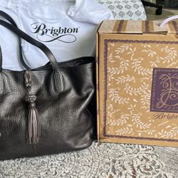 Brighton Arden Pebble Leather Large Tote Bag Pewter