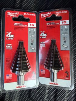 (2) Milwaukee #5 Jam-Free Step Drill Bit