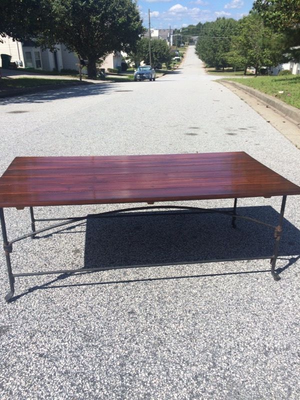 Country Farm Table with metal legs