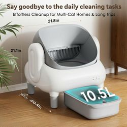 Self-Cleaning Litter Box for Multi-Cat Homes - Open-Top Auto Litter Cleaner with APP Control, Safety Sensors, Odor Lock & 10.5L Large Waste Bin