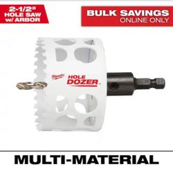 Milwaukee 2-1/2 in. Hole Dozer Bi-Metal Hole Saw with 3/8 in. Arbor & Pilot Bit=Milw-669M