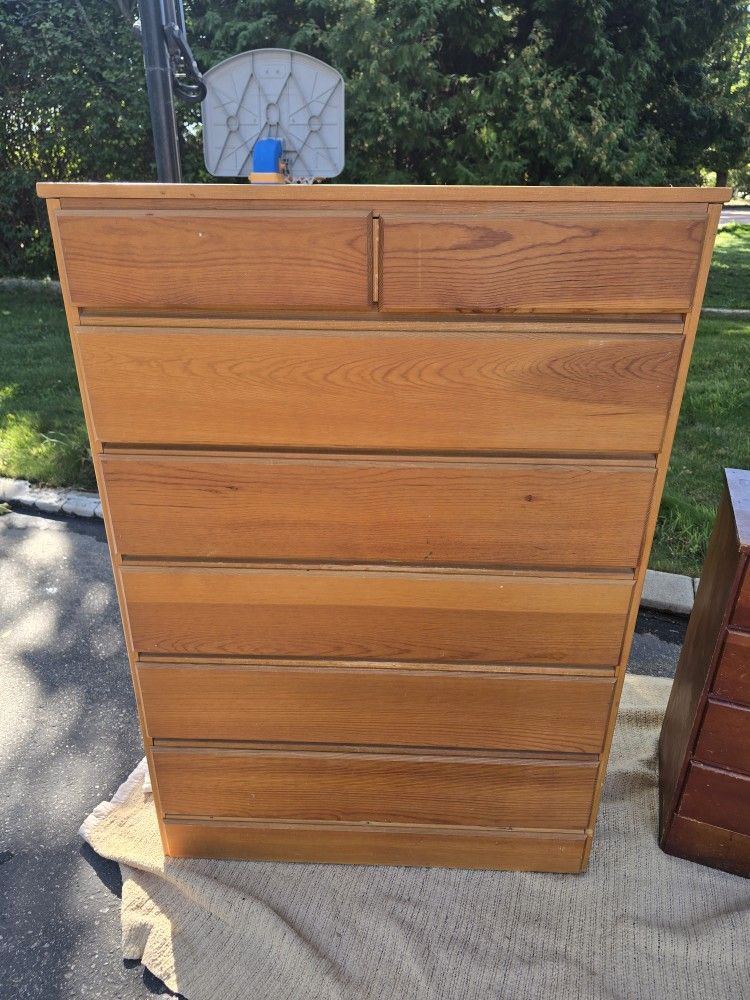 Gorgeous MCM Vintage Tallboy Wood Dresser  with 7 Drawers