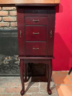 Jewelry Armoire Floorstanding Mahogany Wood