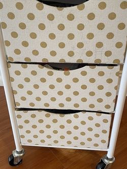 3 Drawer Caddy (white & gold polka dots)