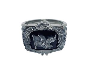 God Bless America Silver Ring