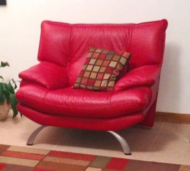 Red LEATHER Accent Chair