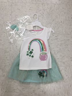 NWT rainbow 3pcs tutu dress outfit set size 5/6