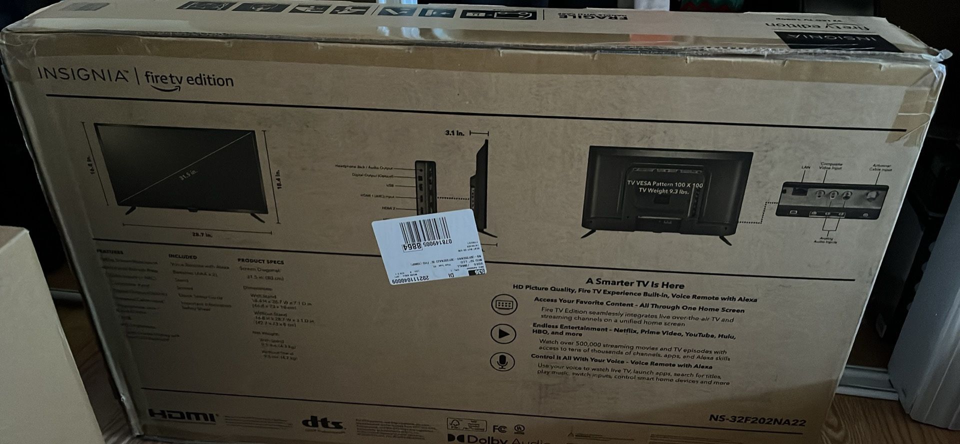 Insignia 32” Fire TV Built In Alexa Brand new