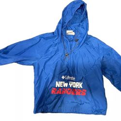 Vintage New York Rangers Pullover Jacket NHL Anorak Columbia Jacket Mens Large
