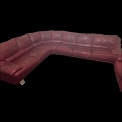 Red Leather 3 pc Sectional/  Love Seat