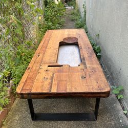 Reclaimed Wood Rustic Coffee Table (Vintage WWII Sewing Table)
