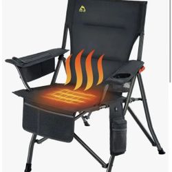 KINGS TREK Heated Electric Camping Chair with Side Cooler