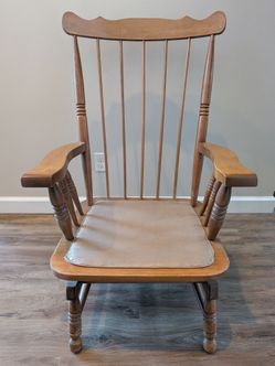 Vintage Spring Rocking Chair Wood Cottagecore Nursery MCM