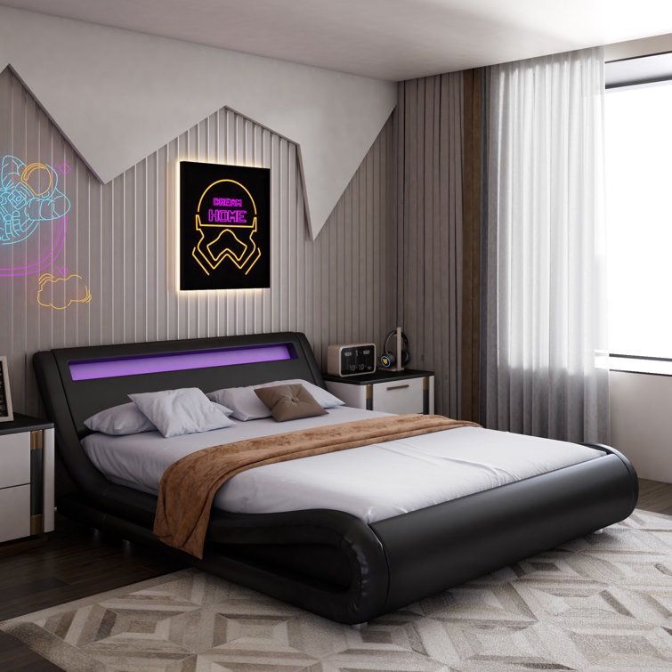 LED Full Size Bed Bloomington Upholstered Modern Style full Bed