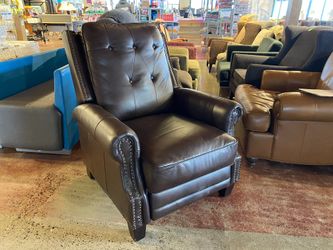 Dark Brown Leather Push Back Recliner
