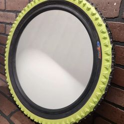 Ikea Volda 20" BMX Bike GT Green Tire Wall Mirror Man Cave Shop Bedroom Vtg