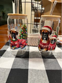 Christmas Boxer glass cups