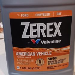 Zerex Anitifreeze 50/50 Pre Deluded American Vehicles Ford  GM Chrysler 1 Gallon Orange