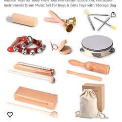 Musical Instruments for Toddlers 1-3 & Kids, Natural Wooden Musical Toys for Baby Preschool Montessi