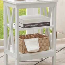 VECELO Modern Nightstands X-Design Side End Table Night Stand with Storage Shelf