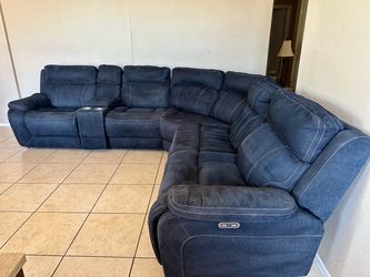 Blue Power Reclining Sectional Couch-FREE DELIVERY 🚚
