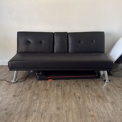 Small black leather couch