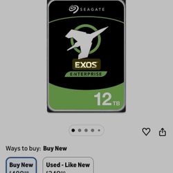New 12TB Seagate EXOS Enterprise Hard Drive 3.5”