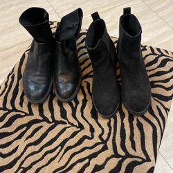 Black Leather And Suede Boots 