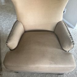 Beige Nail Head Trim Chair 