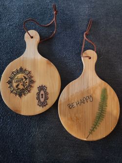 Handmade Decorative Bamboo Paddle Boards – Set of 2 | True Love & Be Happy Wall Decor