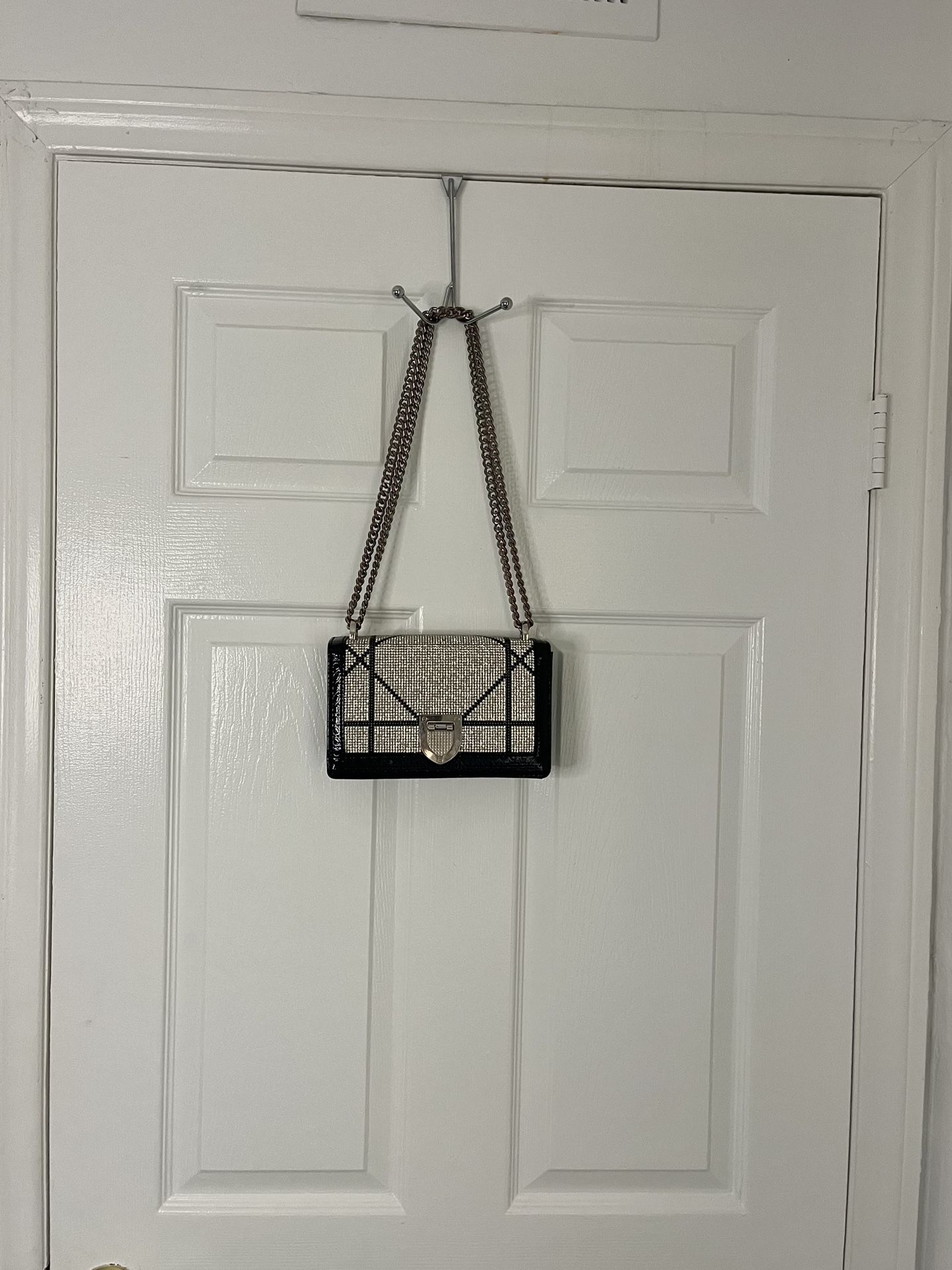 Silver Rhinestone Black Bag