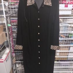 Betsy Lauren Black Velvet/ Leopard Robe Lounger Size22