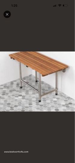 Teak Wood Wall-Mount Folding Shower Bench