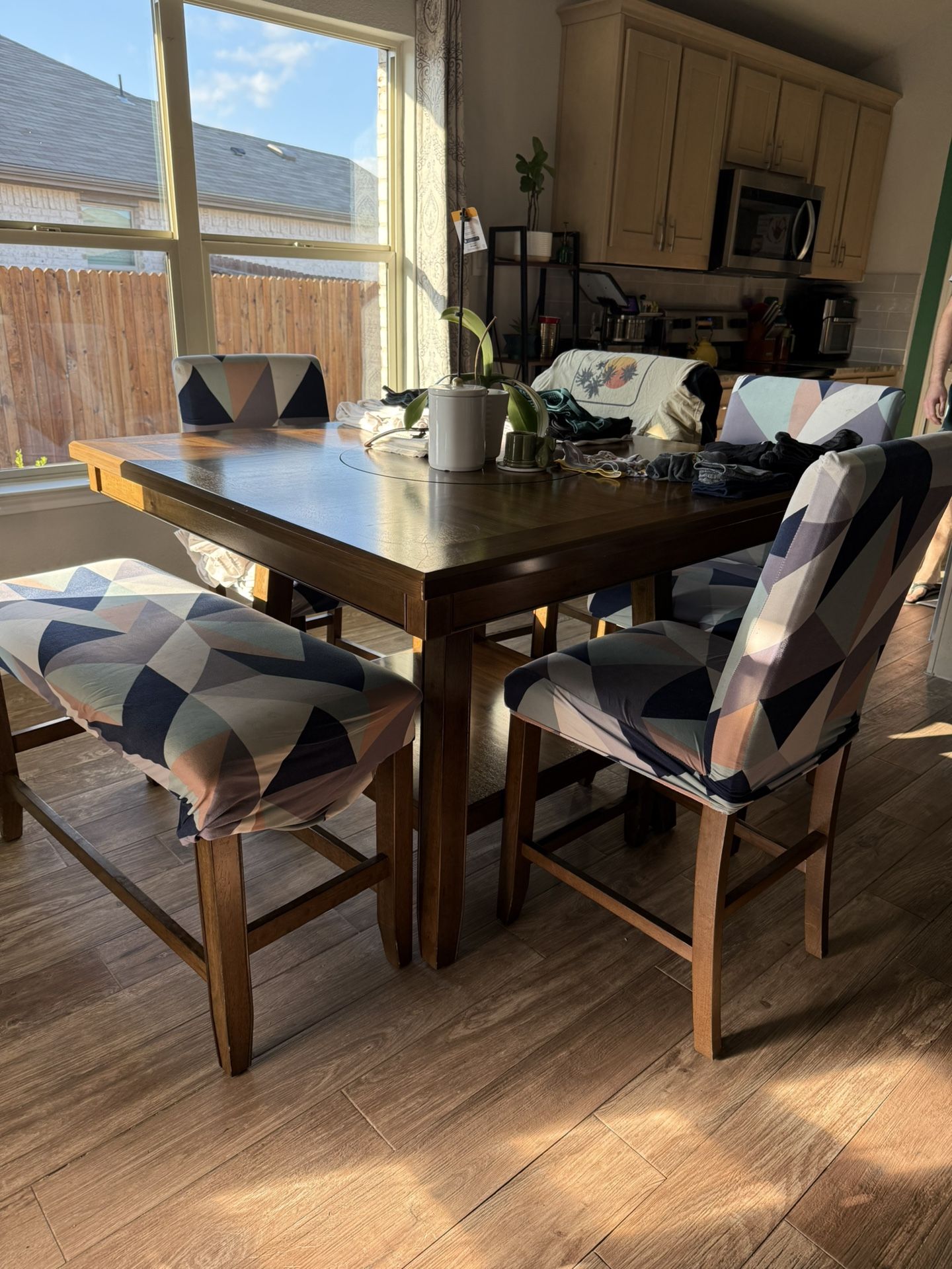 Dining & Seating Set – Table, Chairs, and Upholstered Bench (Military Move)