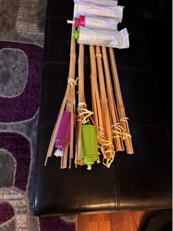 Brand New Group of 6 Neon Colors Tiki Torch Canisters on Bamboo Sticks