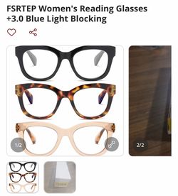 FSRTEP Women's Reading Glasses +3.0 Blue Light Blocking